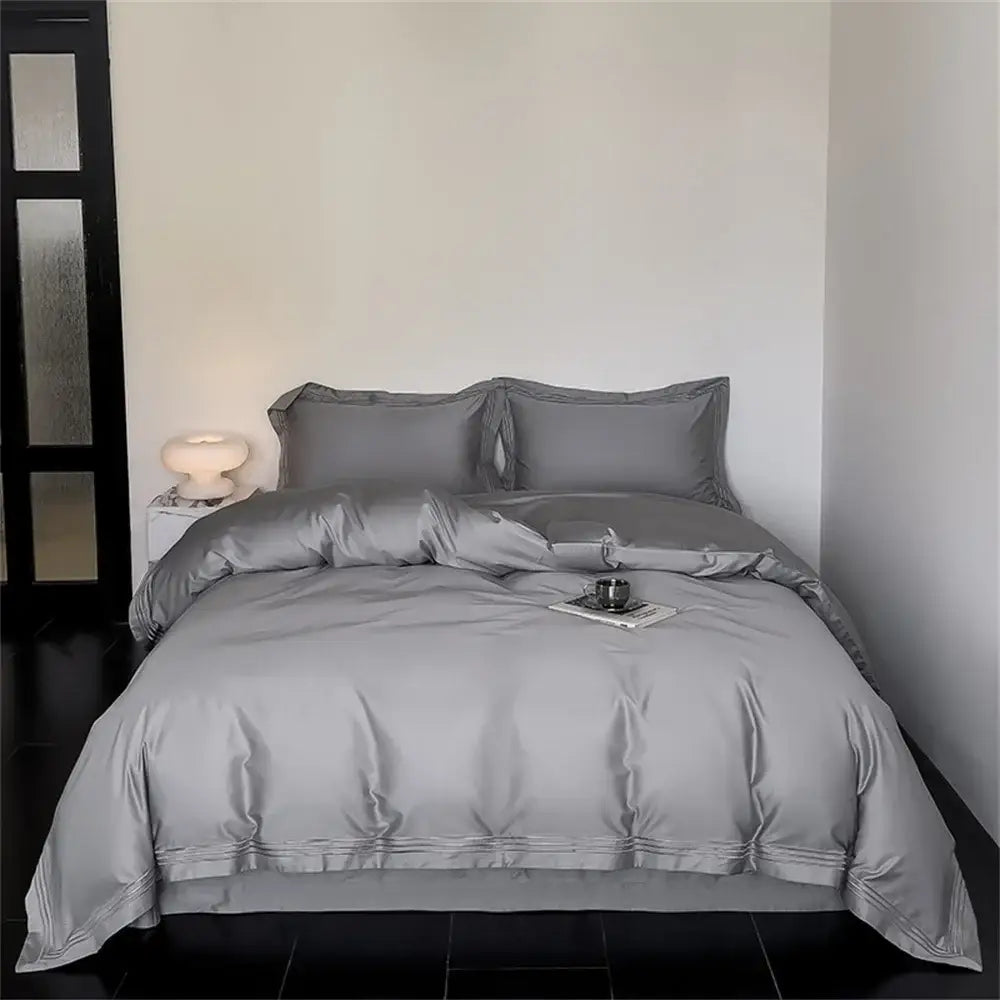 White and gray egyptian cotton bedding set – bedroom duvet cover