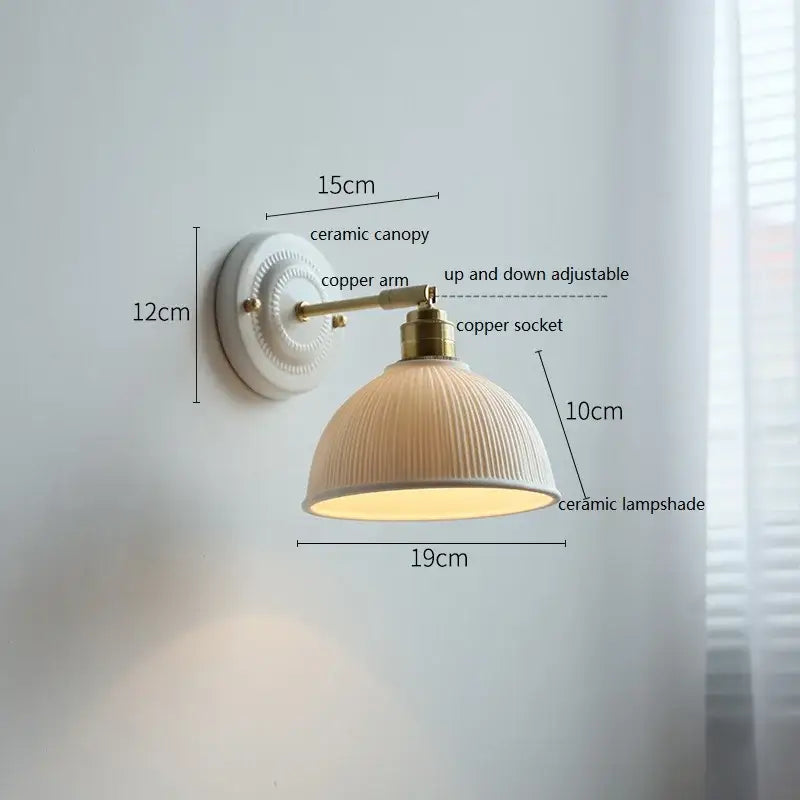 White butterfly ceramic led wall lamp bedroom scalloped sconce