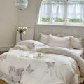 White butterfly lace ruffles bedding set bedroom embroidery