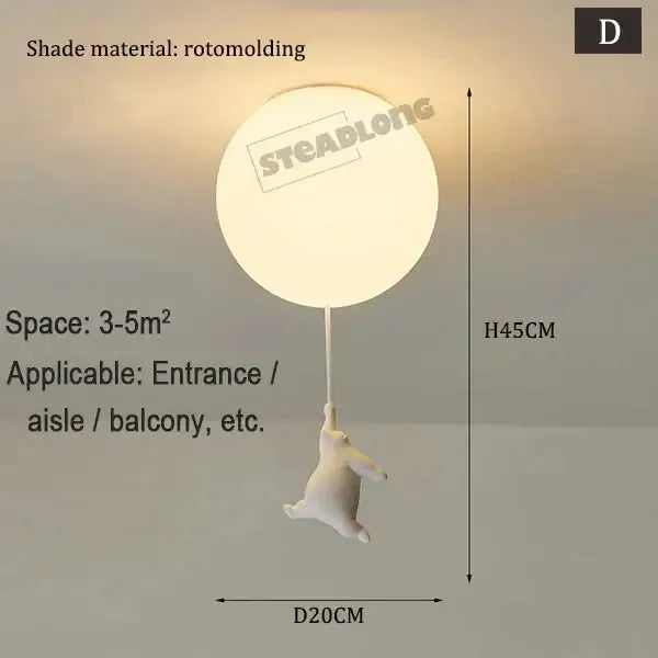 White ceramic bear cartoon pendant lamp for kids bedroom
