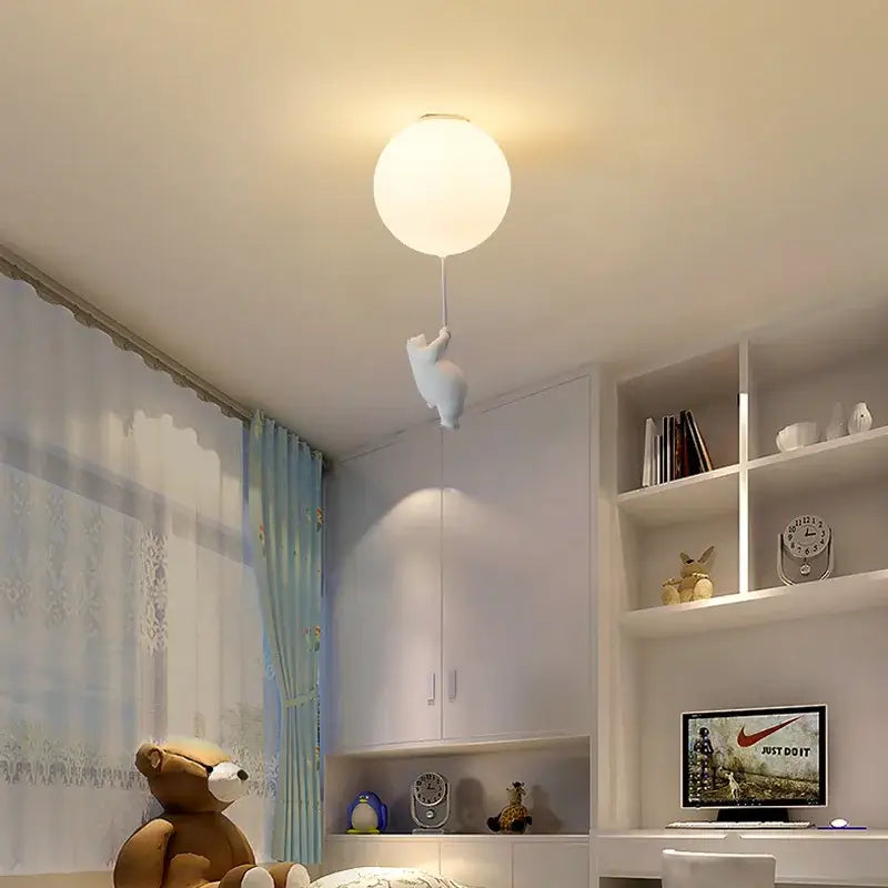 White ceramic cat pendant ceiling light for kids bedroom
