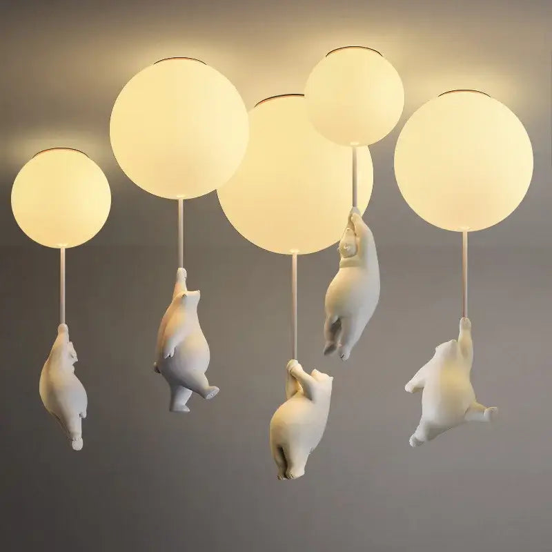 White ceramic cat pendant ceiling light for kids bedroom