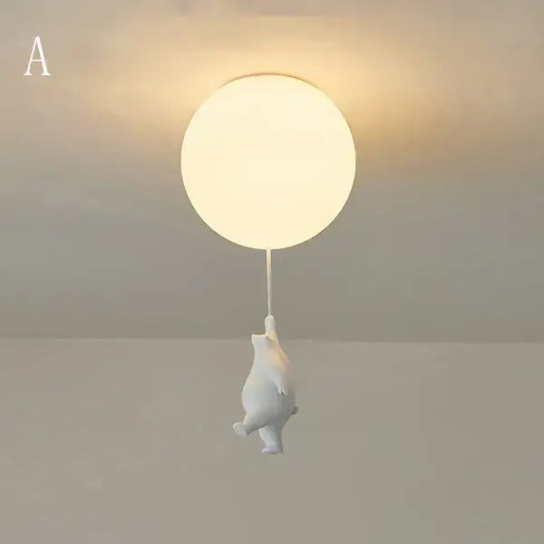 White ceramic cat pendant ceiling light for kids bedroom