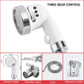 White & chrome handheld shower nozzle with hose for bathroom