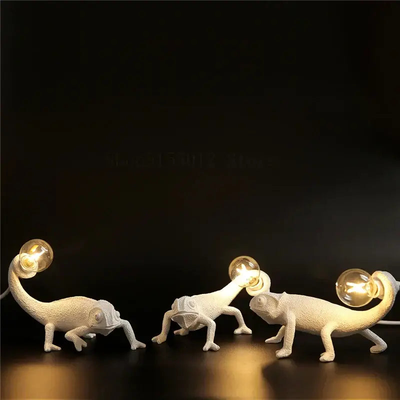 White decorbites chameleon figure resin wall lamp bedroom night light