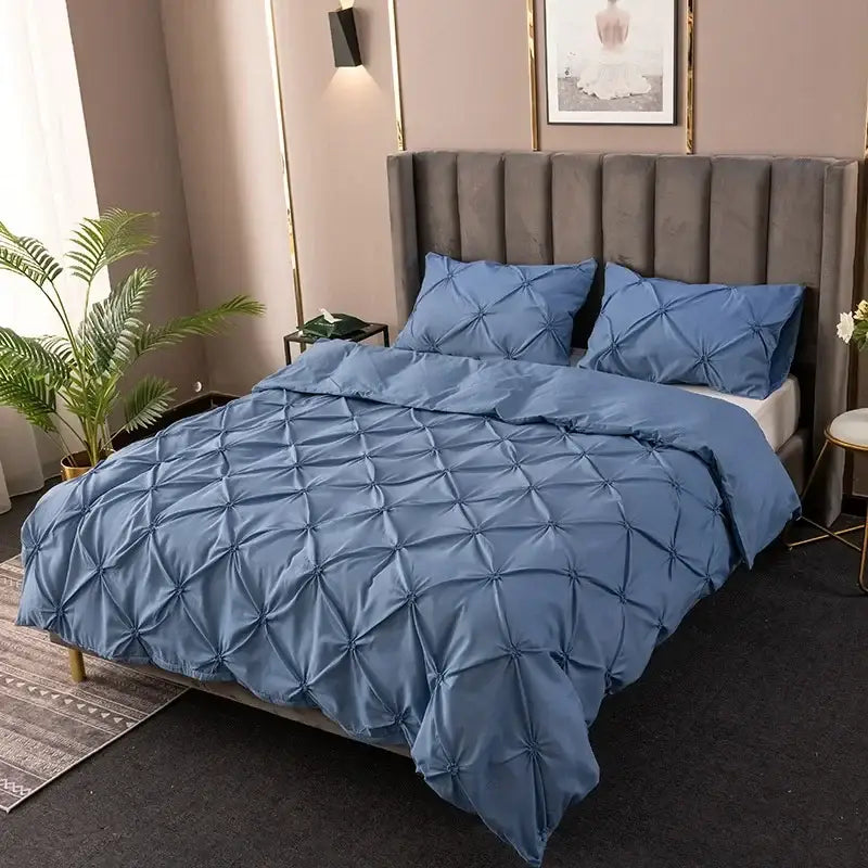 White diamond pinch pleated duvet cover set bedroom bedding