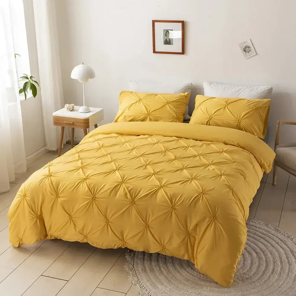 White diamond pinch pleated duvet cover set bedroom bedding
