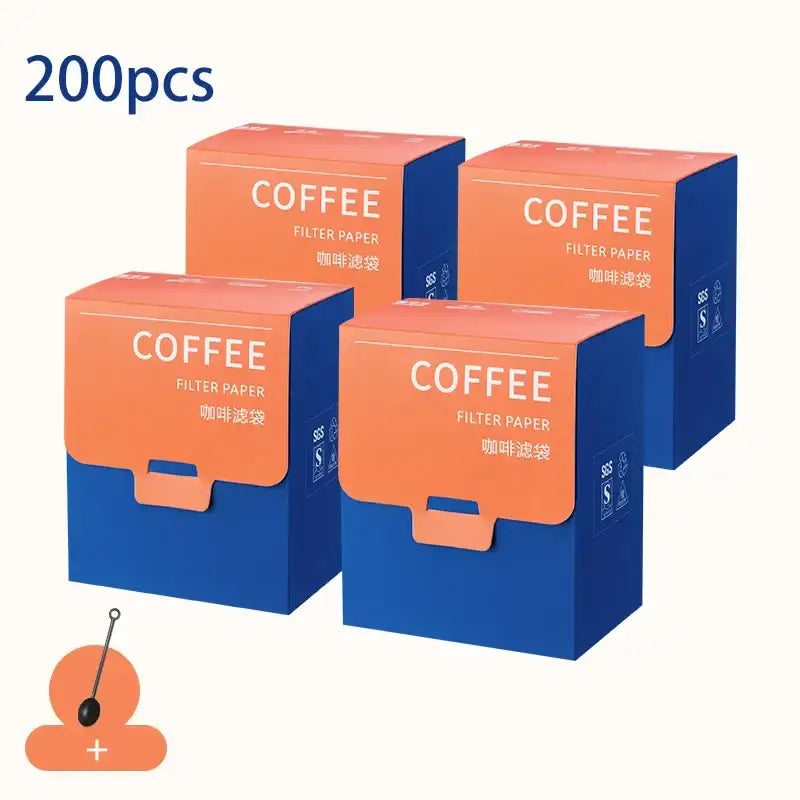 White disposable coffee filter bags kitchen pour over setup