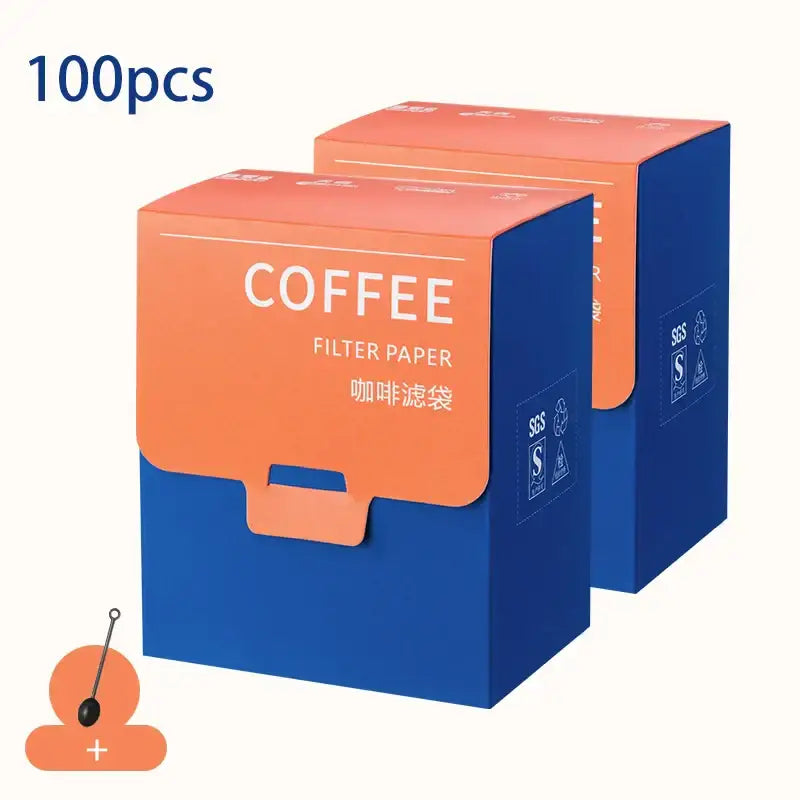 White disposable coffee filter bags kitchen pour over setup