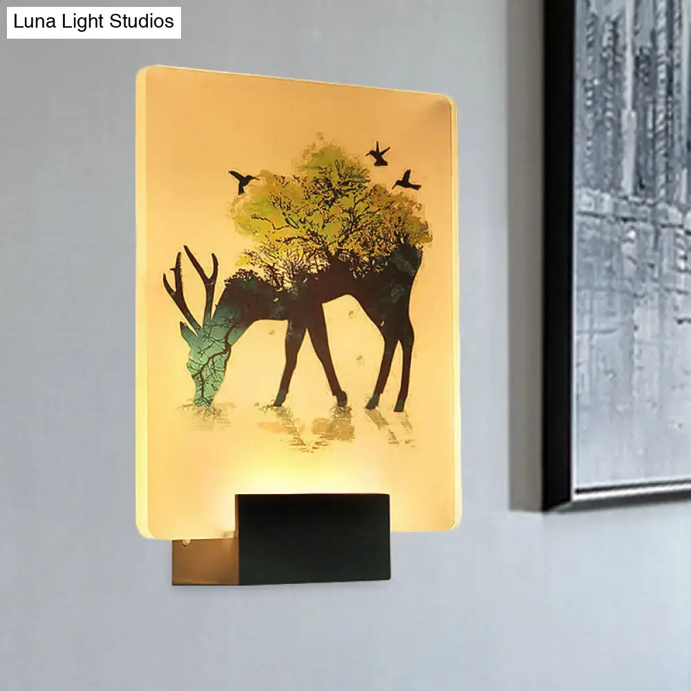 White elk tree led wall sconce living room lamp