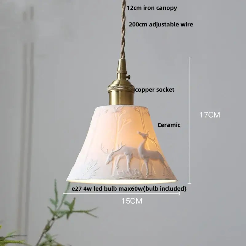 White enamel pendant light with ceramic knob switch kitchen lamp