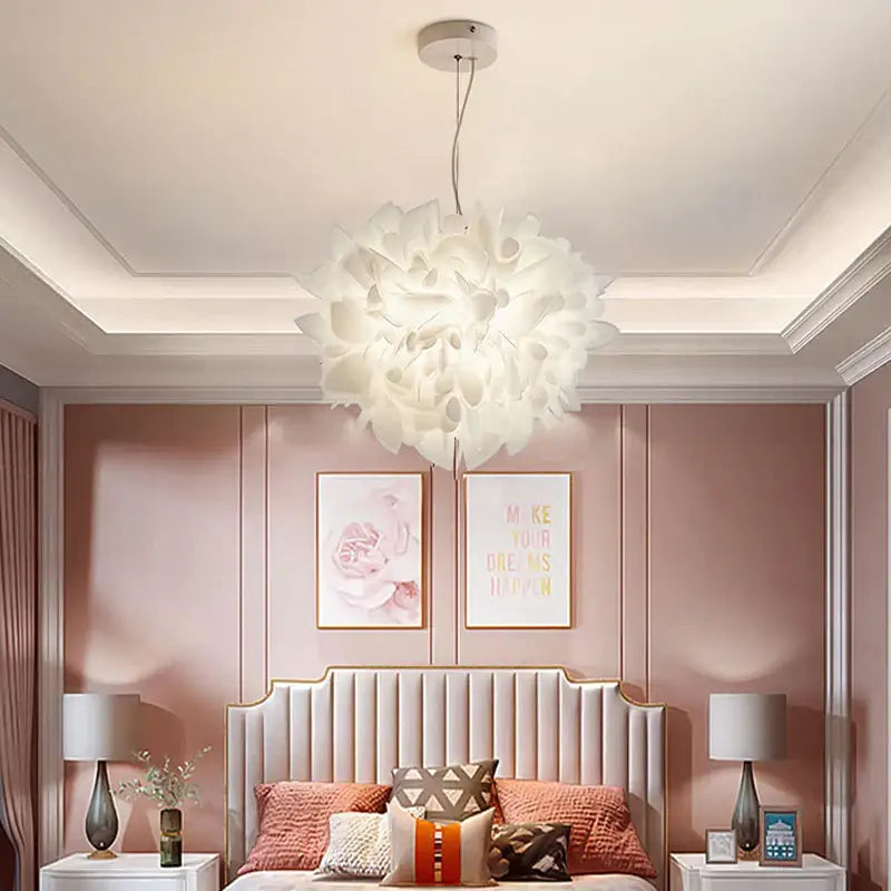 White fluffy cloud led petal ceiling chandelier bedroom light