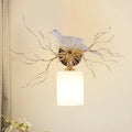 White glass bird wall lamp with led for bedroom