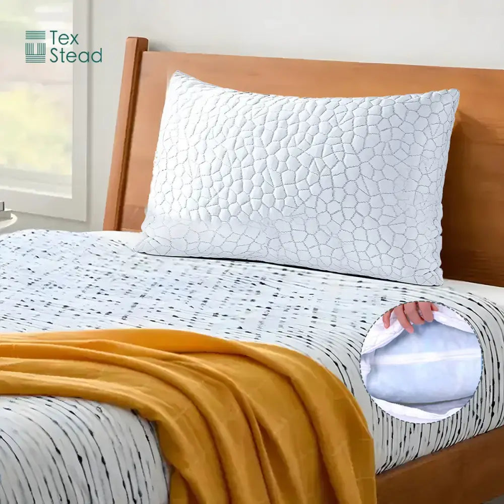 White gray geometric cooling shredded sponge memory foam pillow bedroom