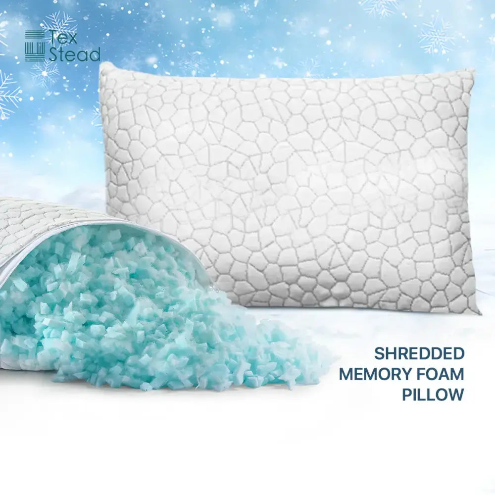 White gray geometric cooling shredded sponge memory foam pillow bedroom
