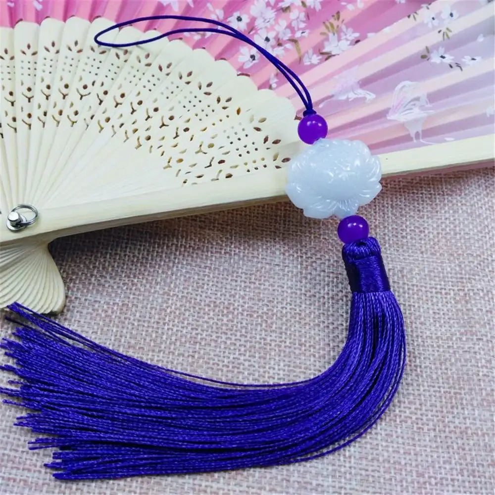 White jade lotus pink tassel decorative pendant living room decor