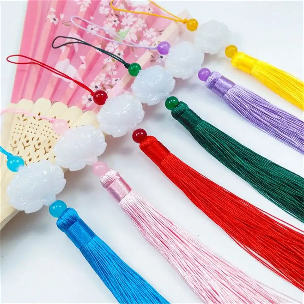 White jade lotus pink tassel decorative pendant living room decor
