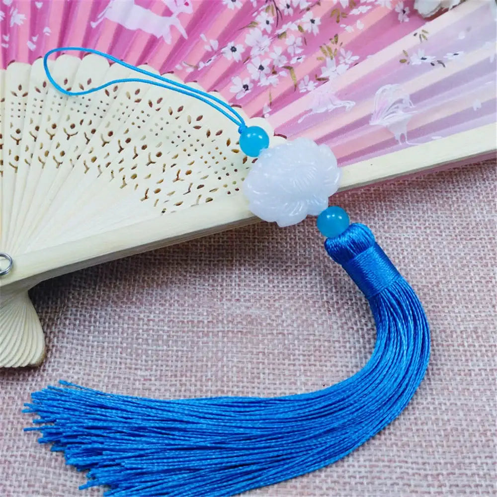 White jade lotus pink tassel decorative pendant living room decor