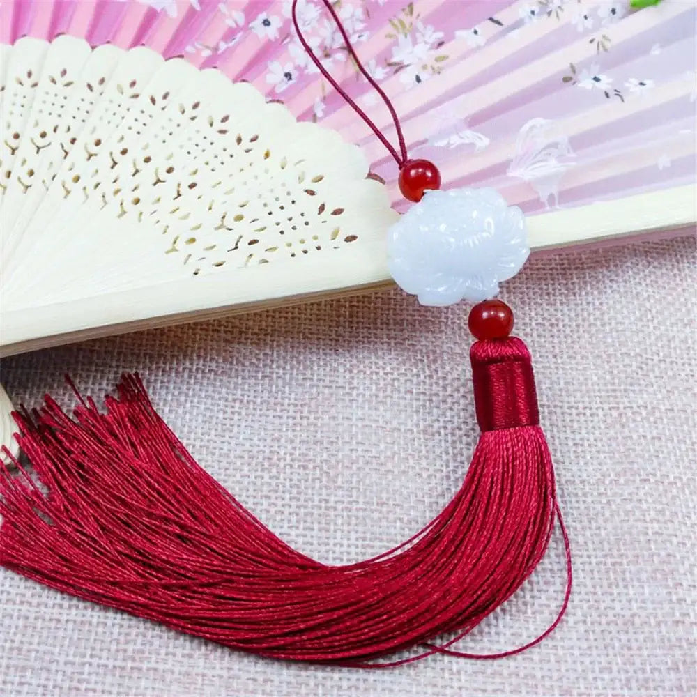 White jade lotus pink tassel decorative pendant living room decor