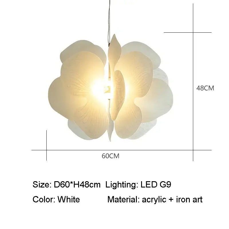 White paper flower butterfly pendant light bedroom hanging decor