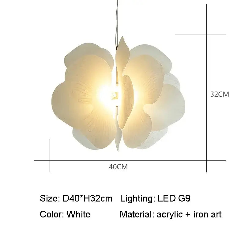 White paper flower butterfly pendant light bedroom hanging decor