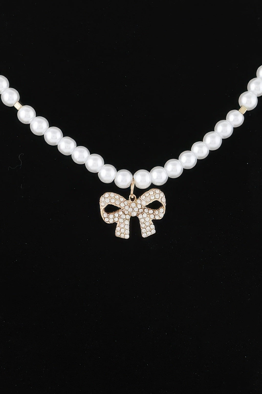 White Pearl Bow Necklace