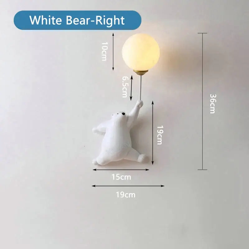 White polar bear night light moon lamp for kids bedroom