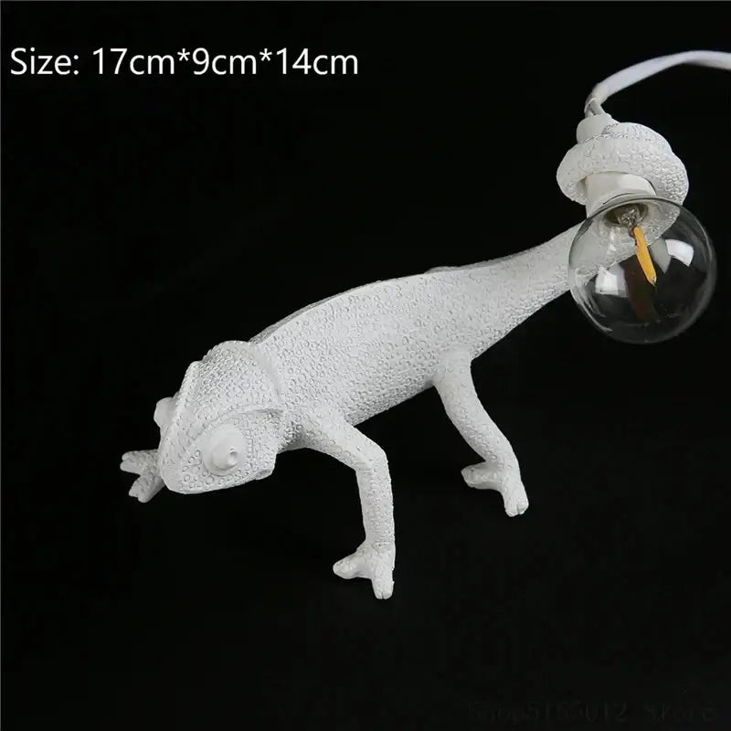 White resin chameleon night light – bedroom reading lamp