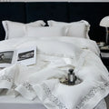 White satin lace 1200tc egyptian cotton bedding set bedroom