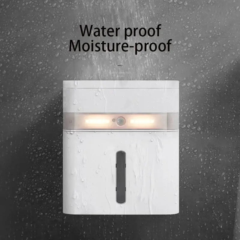 White smart sensor toilet paper holder with induction light bathroom