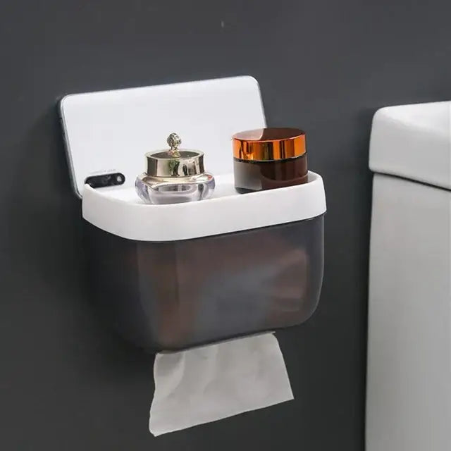 White smart sensor toilet paper holder with induction light bathroom