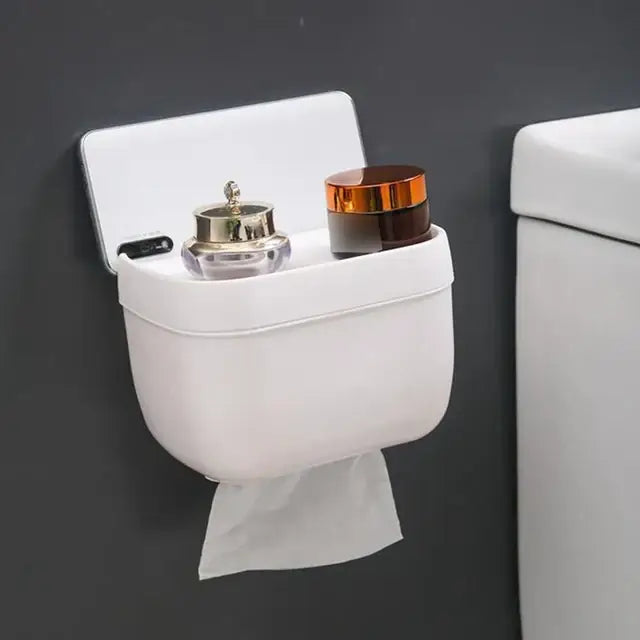 White smart sensor toilet paper holder with induction light bathroom
