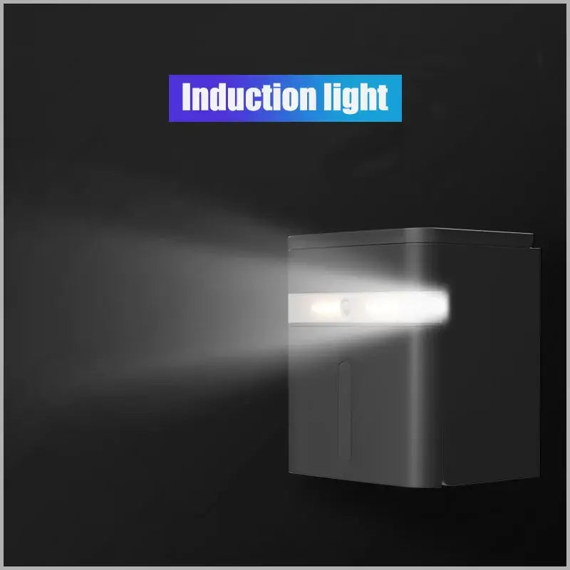 White smart sensor toilet paper holder with induction light bathroom