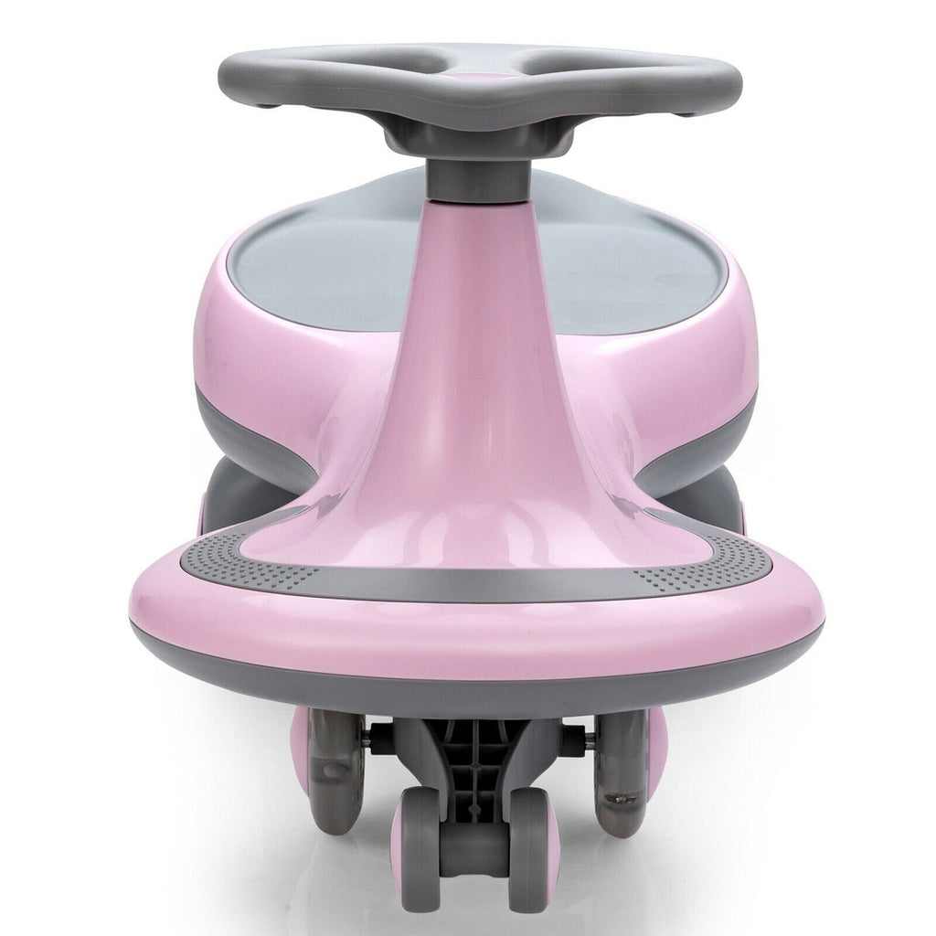 Wiggle Car Ride-On Toy with Flashing Wheels for Toddlers and Kids Pink