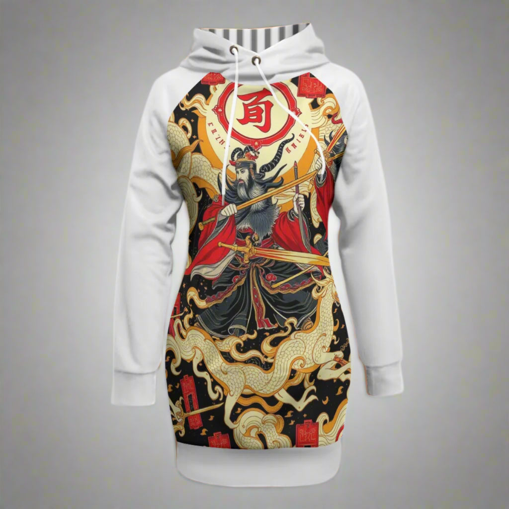 Munsieur All-Over Print Women's Pullover Sweater Dress With Raglan Sleeve