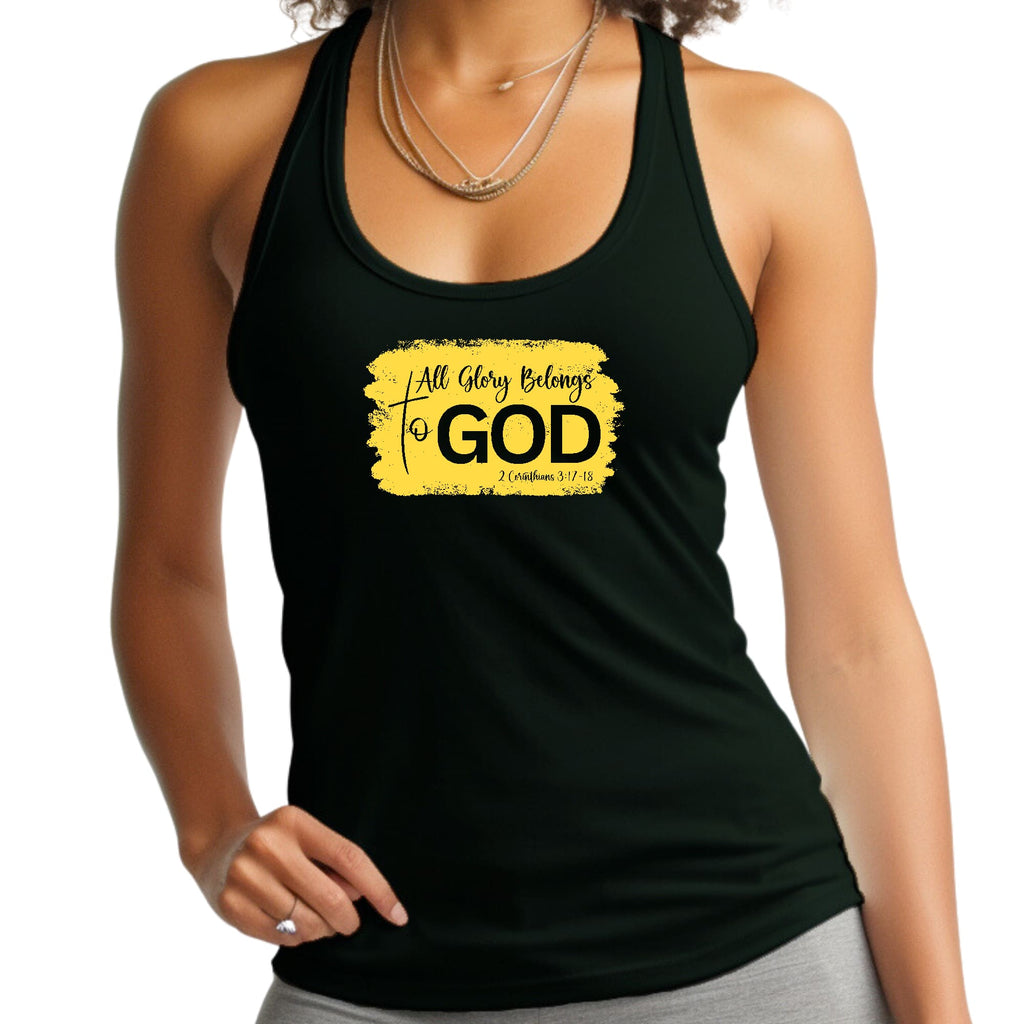Womens Fitness Tank Top Graphic T-shirt - All Glory Belongs to God