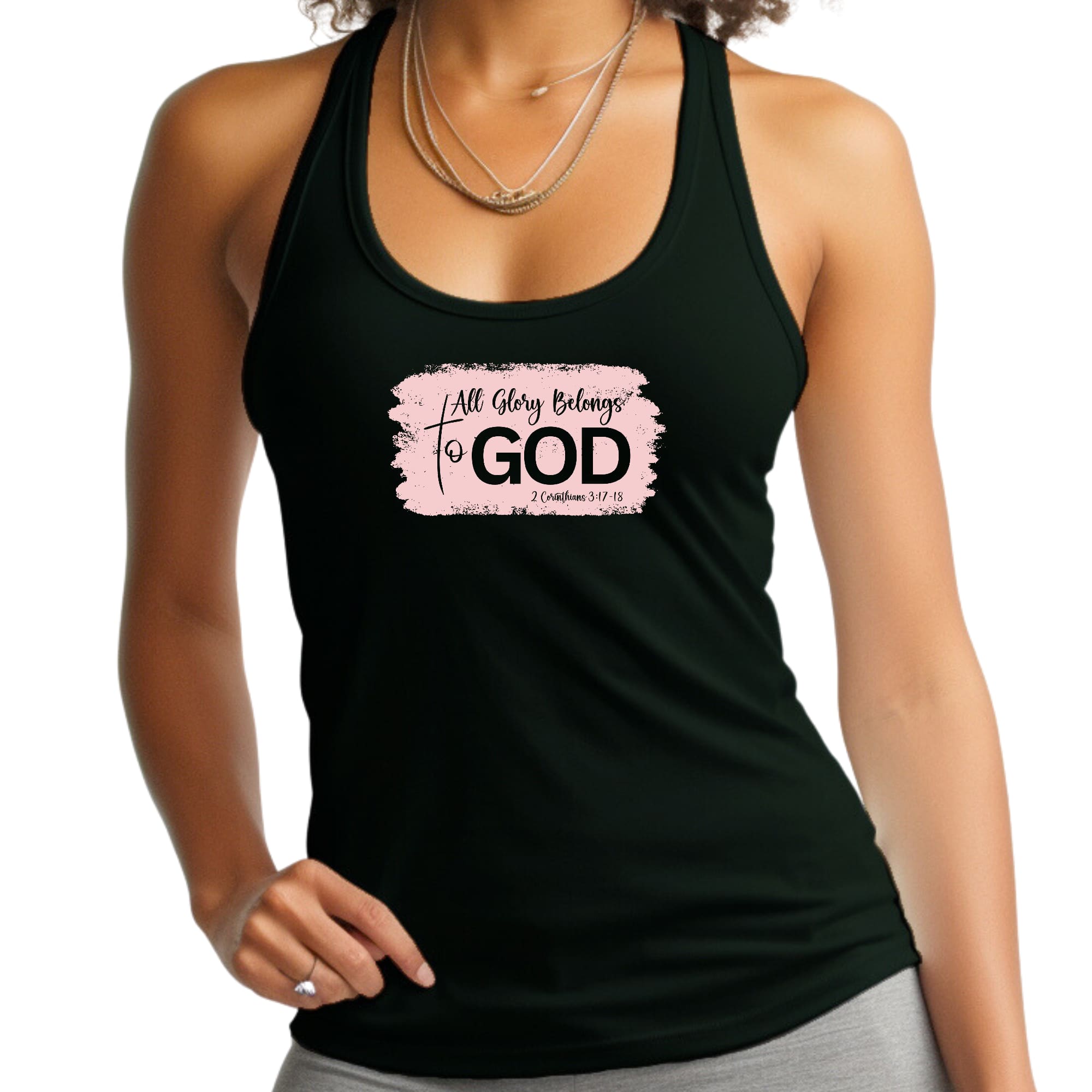 Womens Fitness Tank Top Graphic T-shirt - All Glory Belongs to God