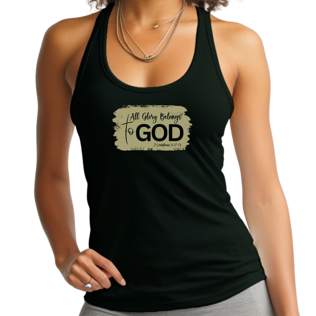 Womens Fitness Tank Top Graphic T-shirt - All Glory Belongs to God