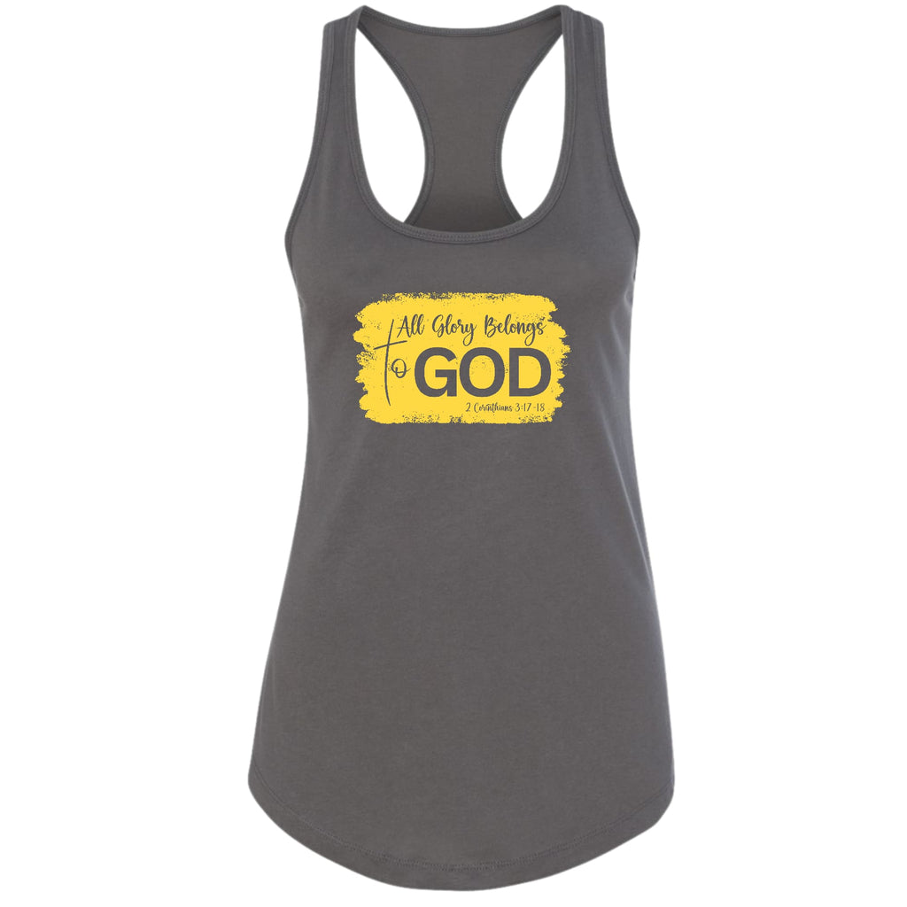 Womens Fitness Tank Top Graphic T-shirt - All Glory Belongs to God