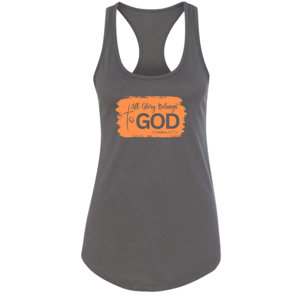 Womens Fitness Tank Top Graphic T-shirt - All Glory Belongs to God