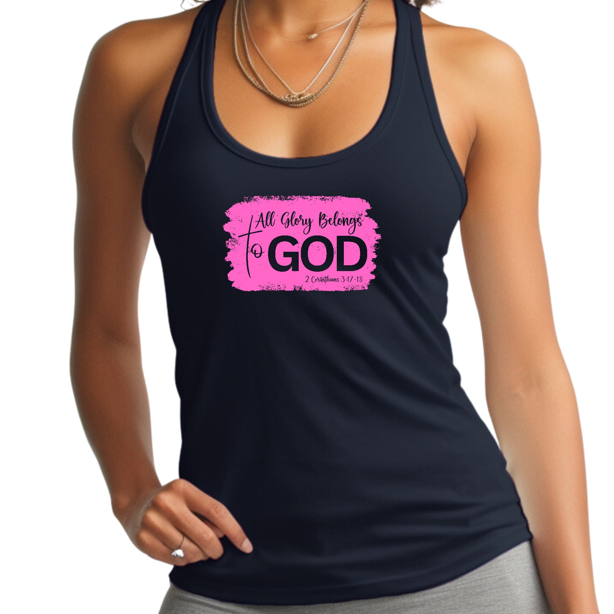 Womens Fitness Tank Top Graphic T-shirt - All Glory Belongs to God
