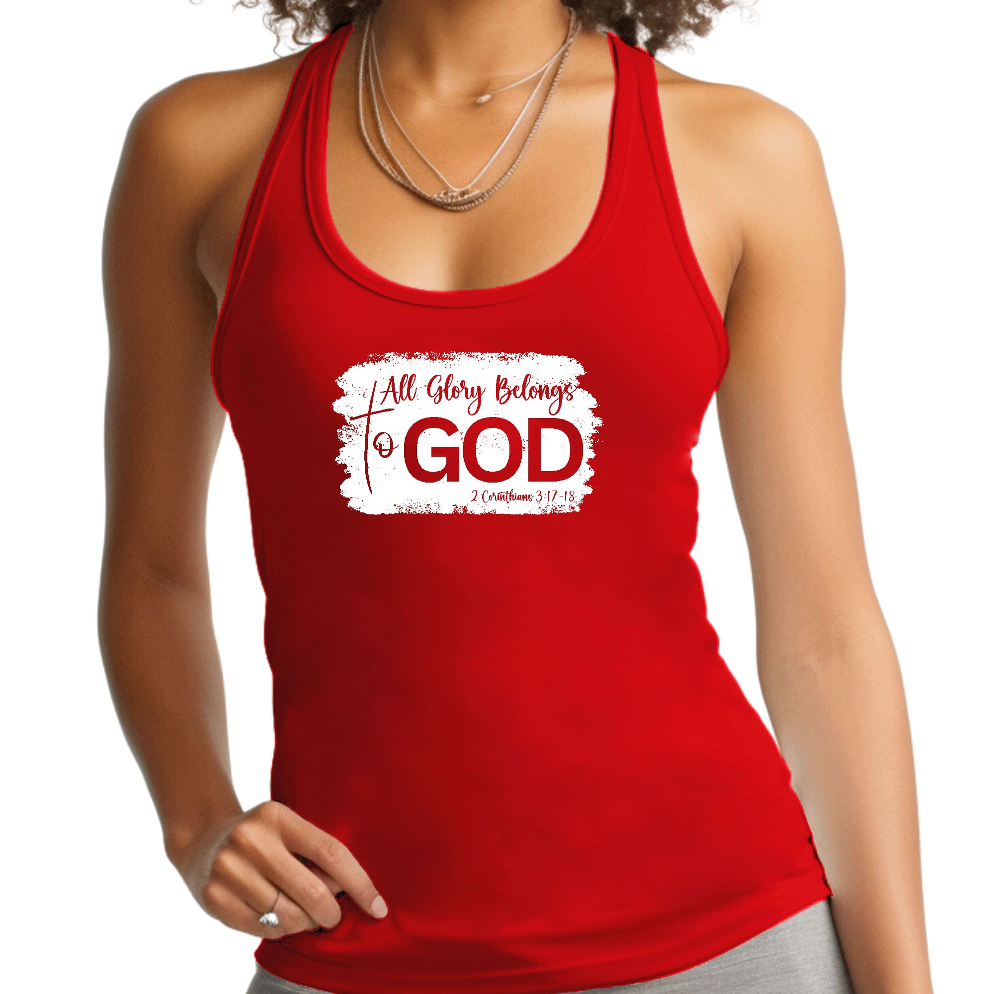 Womens Fitness Tank Top Graphic T-shirt All Glory Belongs to God