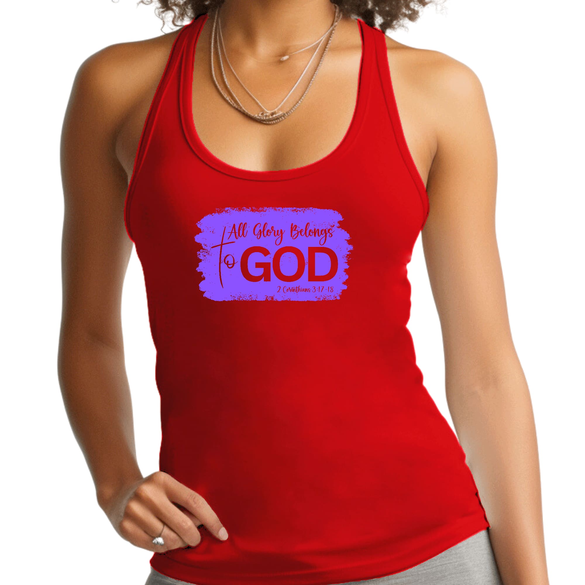 Womens Fitness Tank Top Graphic T-shirt - All Glory Belongs to God