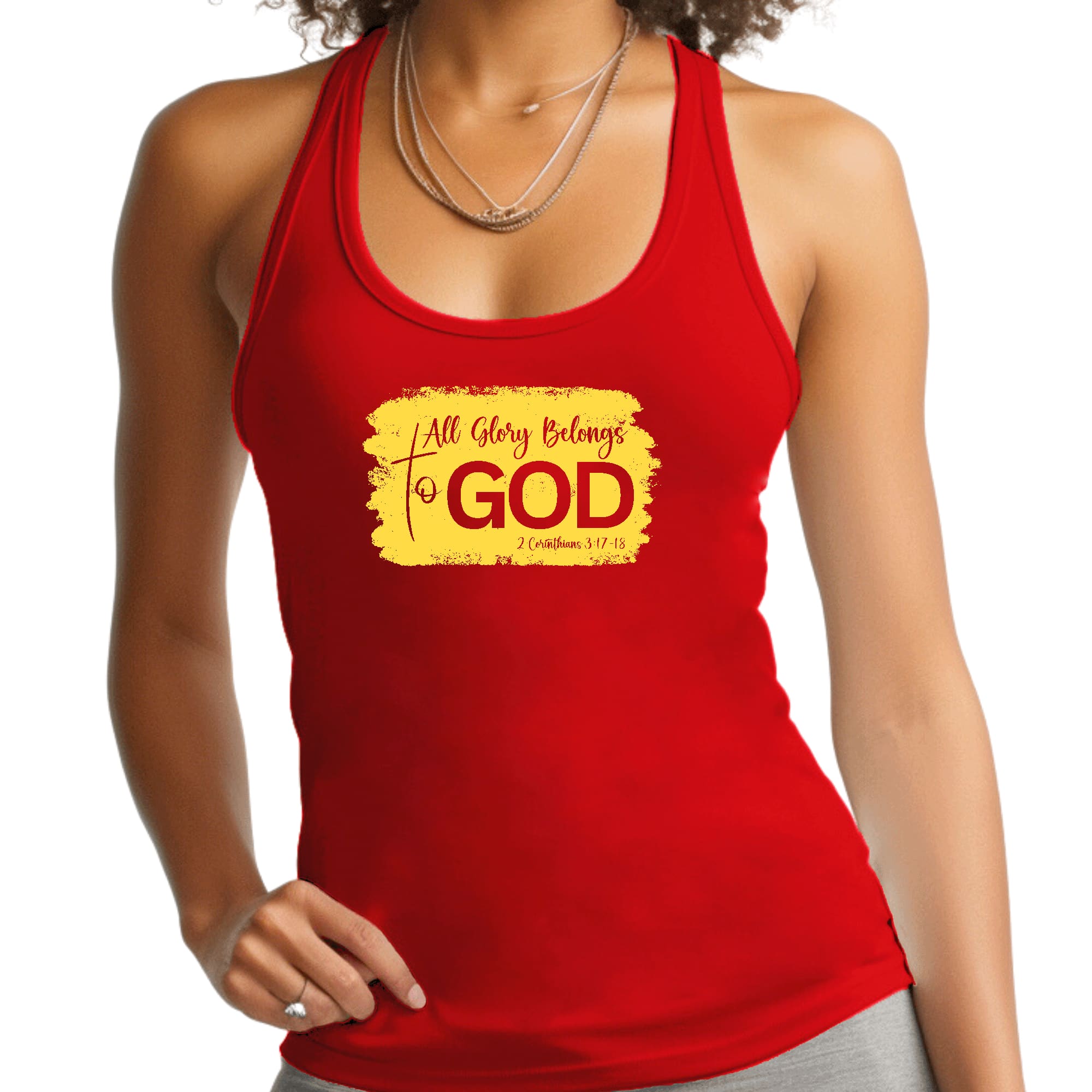 Womens Fitness Tank Top Graphic T-shirt - All Glory Belongs to God
