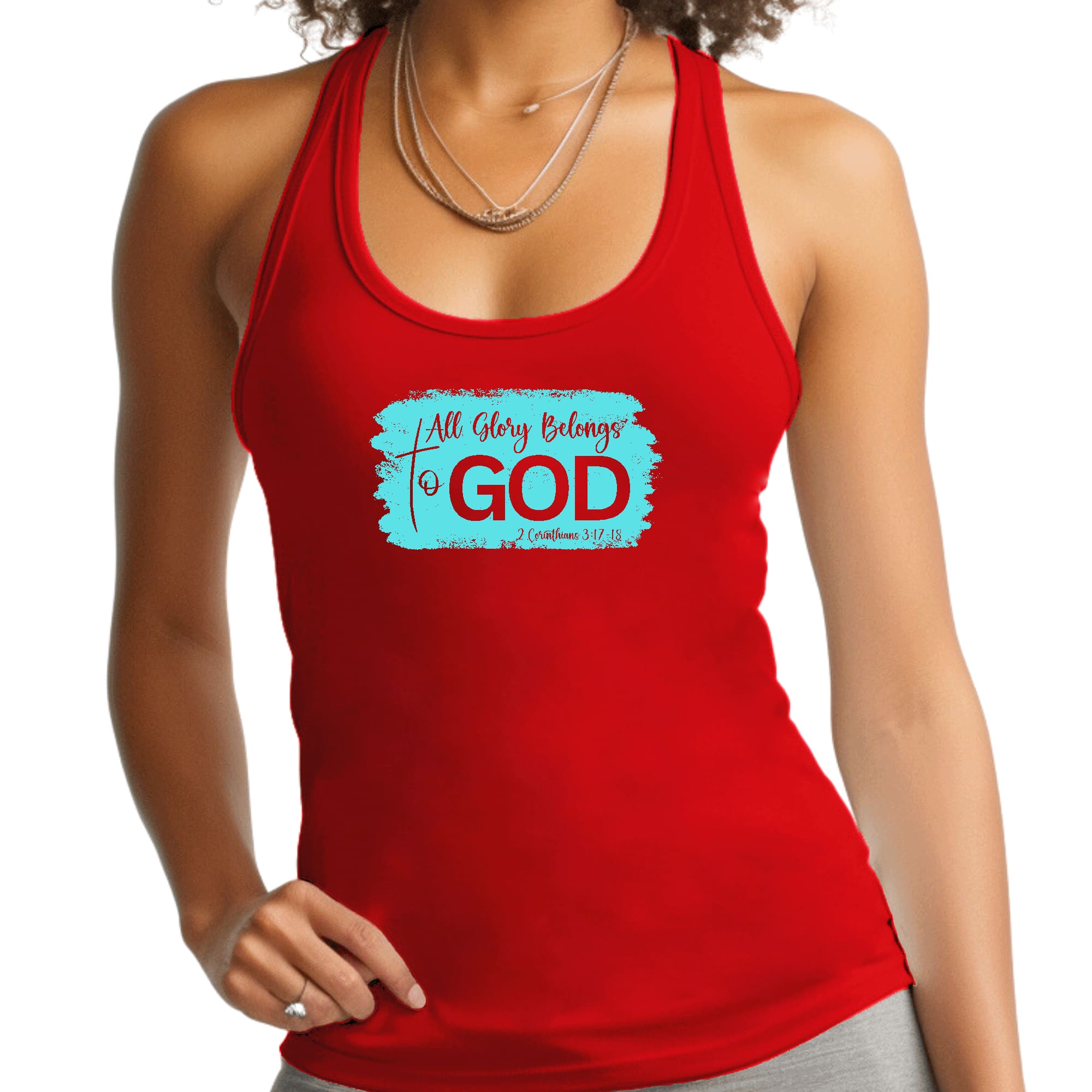 Womens Fitness Tank Top Graphic T-shirt - All Glory Belongs to God