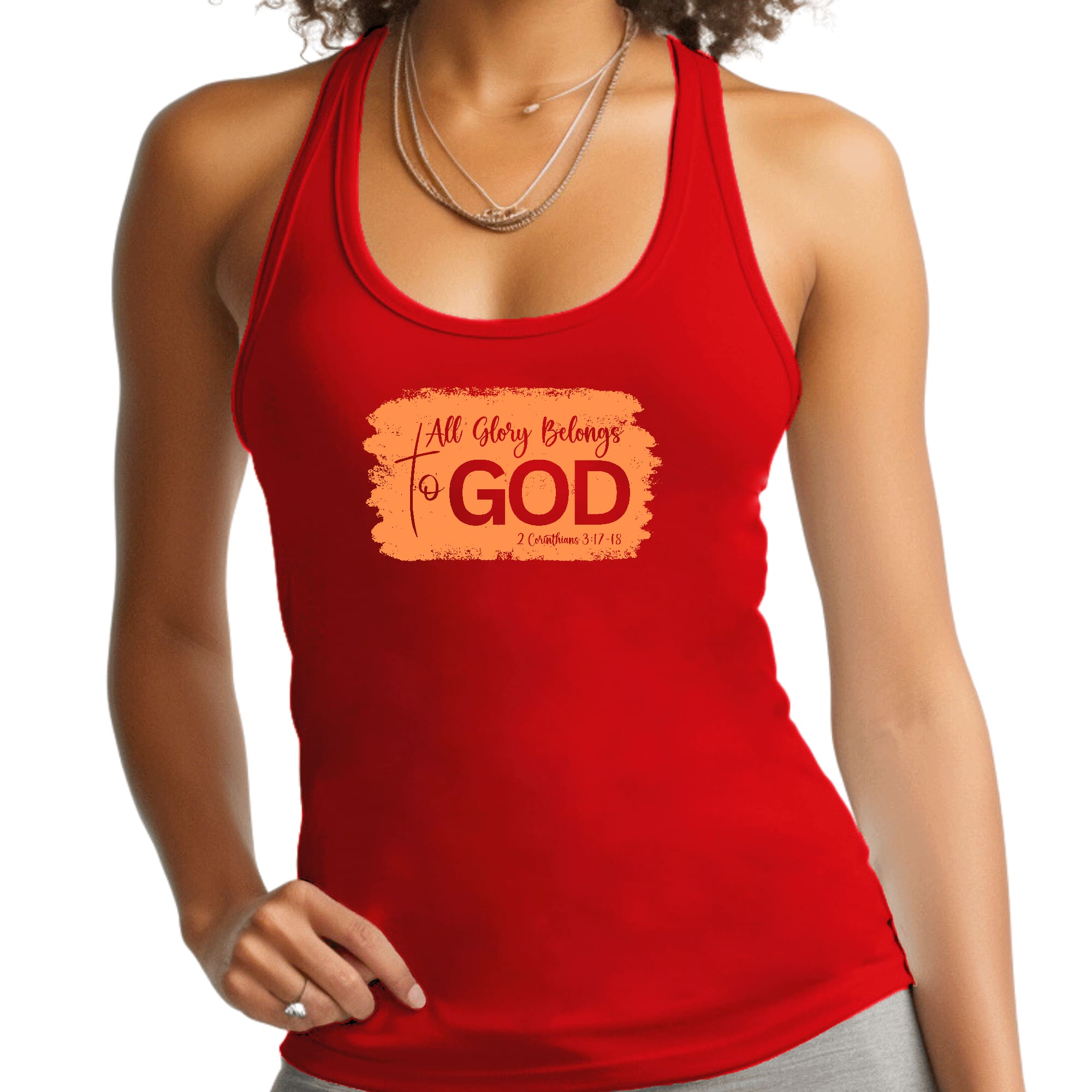 Womens Fitness Tank Top Graphic T-shirt - All Glory Belongs to God