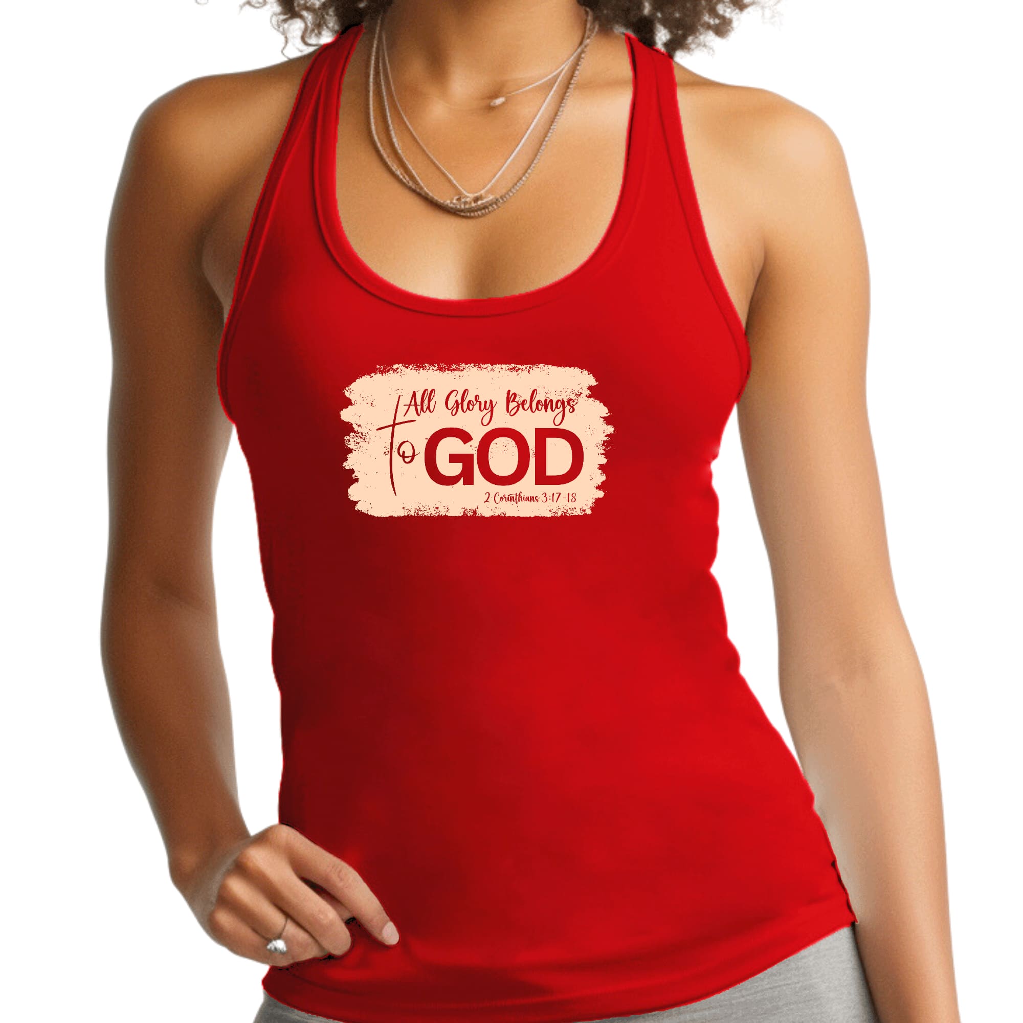 Womens Fitness Tank Top Graphic T-shirt - All Glory Belongs to God