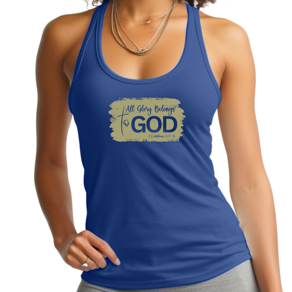 Womens Fitness Tank Top Graphic T-shirt - All Glory Belongs to God