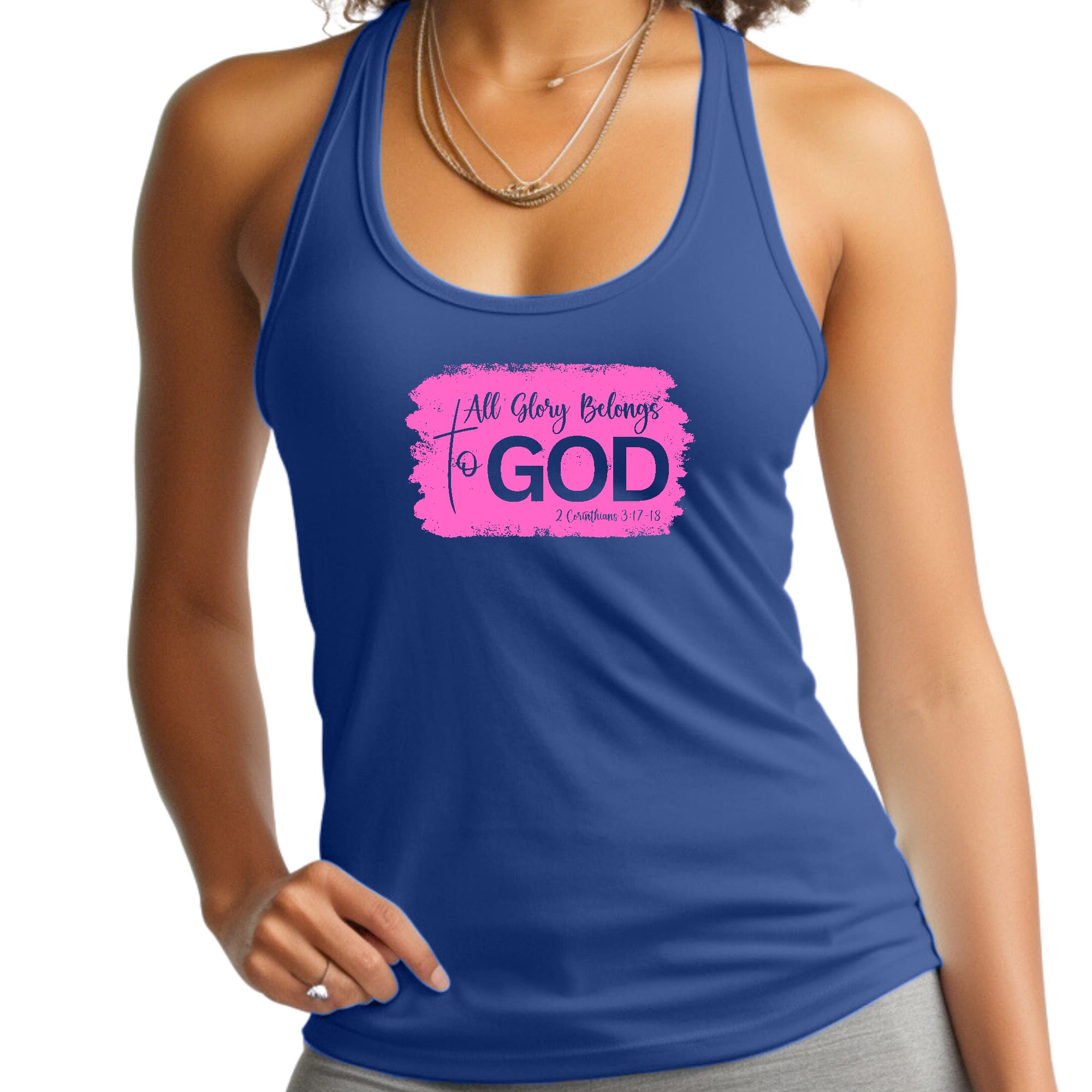 Womens Fitness Tank Top Graphic T-shirt - All Glory Belongs to God