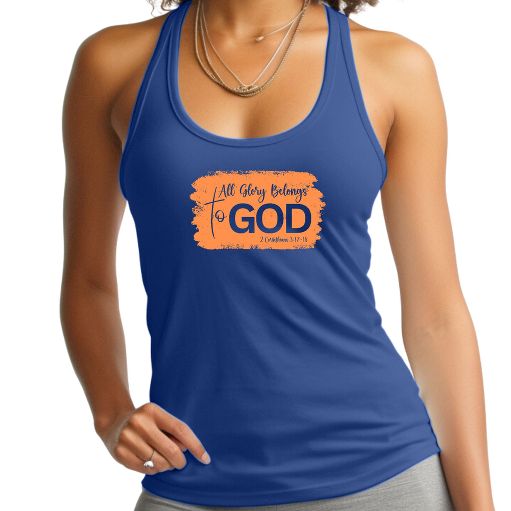 Womens Fitness Tank Top Graphic T-shirt - All Glory Belongs to God